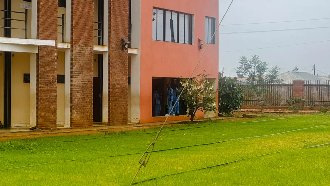 Learners in the corridor of the classroom block